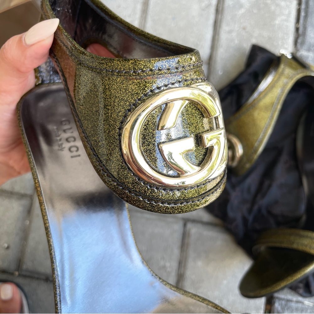 Gucci Guccissima Moss Green Interlocking GG Heel - Picture 4 of 8